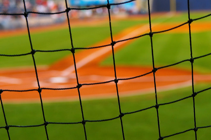 closeup of black baseball netting