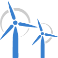 blue windmill icons with white windflow streaks