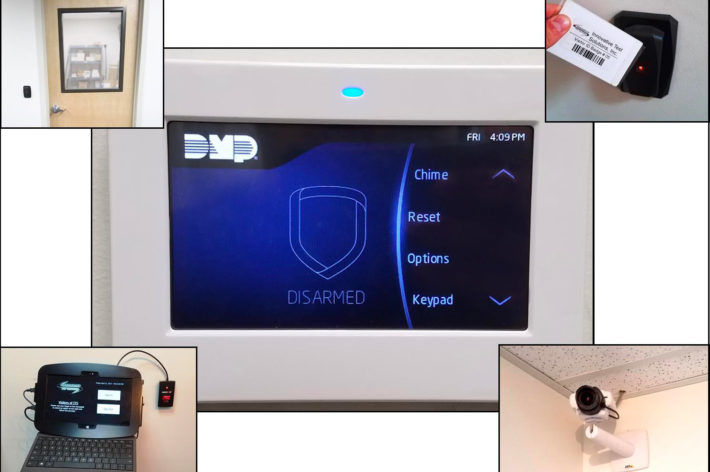 security system with camera and card scanner